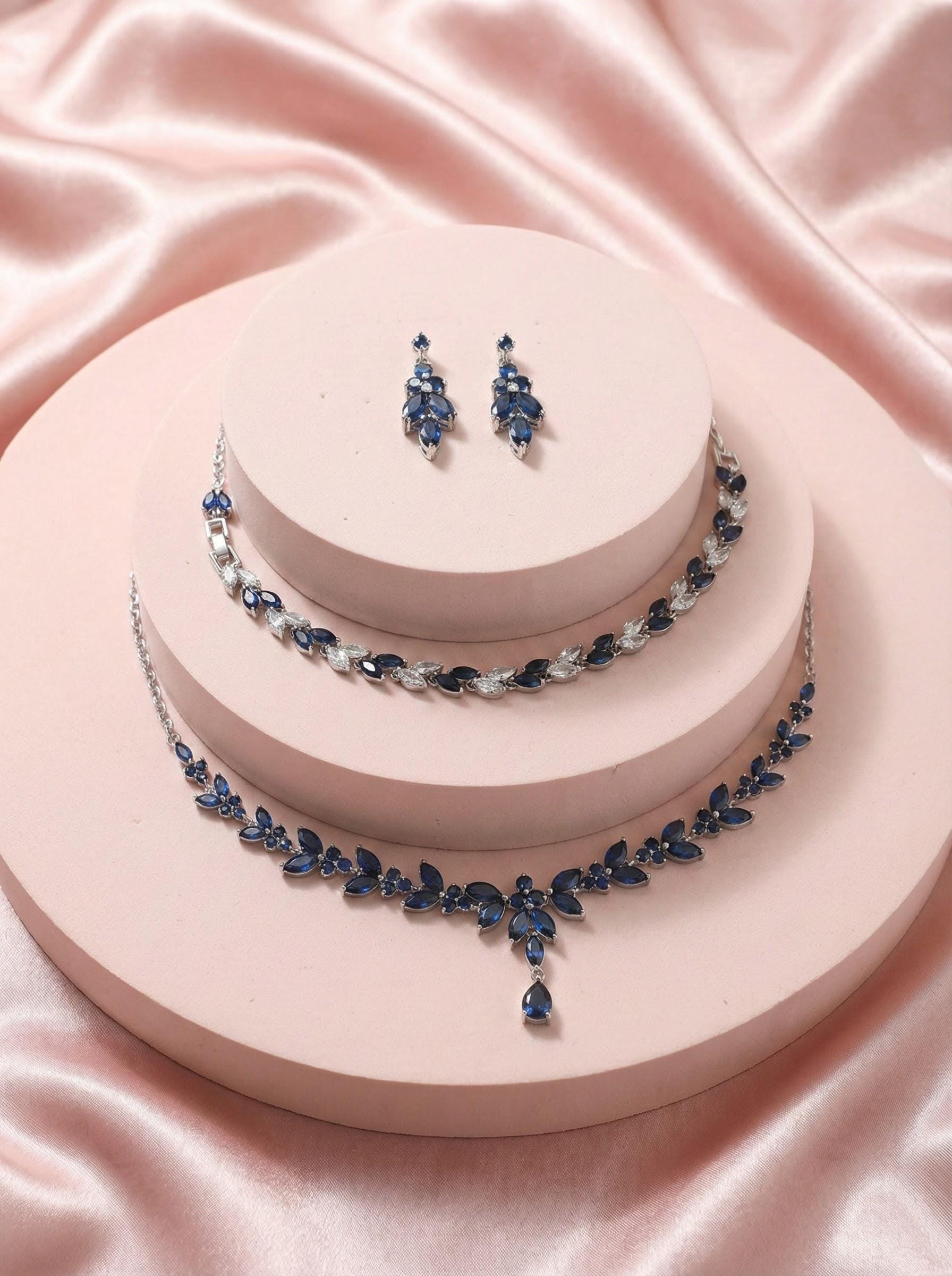 Blue Bridal Jewelry Set something blue jewelry sapphire blue earrings blue bridal necklace