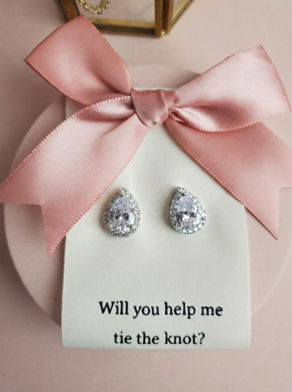 Bridesmaid Proposal gift bridalparty earrings Personalized Bridesmaid Earrings Custom Name Jewelry Card Wedding Party Thank You Gift Box