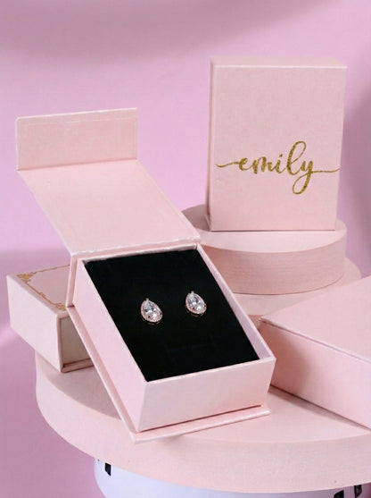 Bridesmaid Proposal gift bridalparty earrings Personalized Bridesmaid Earrings Custom Name Jewelry Card Wedding Party Thank You Gift Box