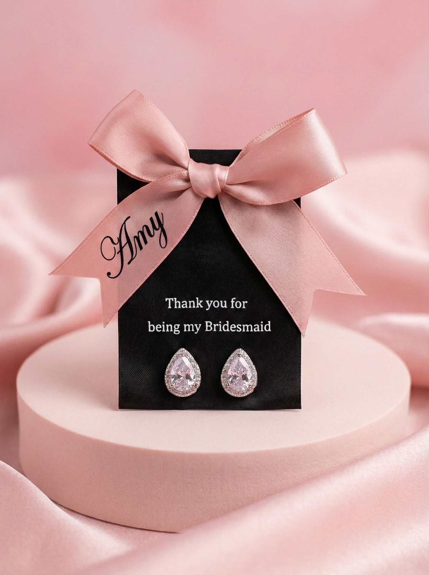 Bridesmaid Proposal gift bridalparty earrings Personalized Bridesmaid Earrings Custom Name Jewelry Card Wedding Party Thank You Gift Box
