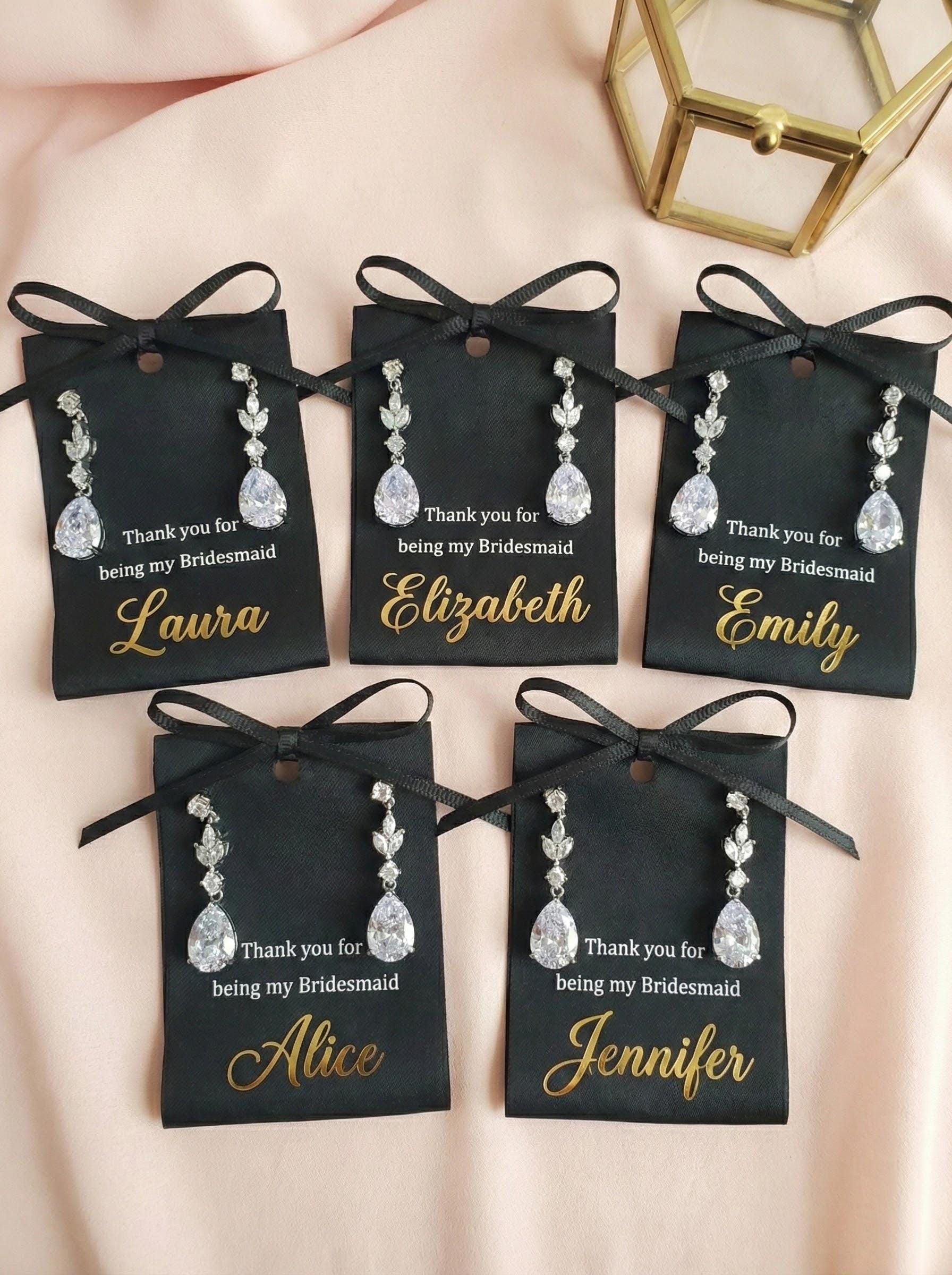 Bridesmaid Proposal Gift Set • Personalized Name Card • Earrings & Bracelet Set • Will You Be My Bridesmaid Gift • Wedding Party Jewelry