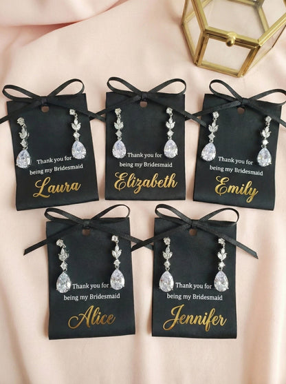 Bridesmaid Proposal Gift Set • Personalized Name Card • Earrings & Bracelet Set • Will You Be My Bridesmaid Gift • Wedding Party Jewelry