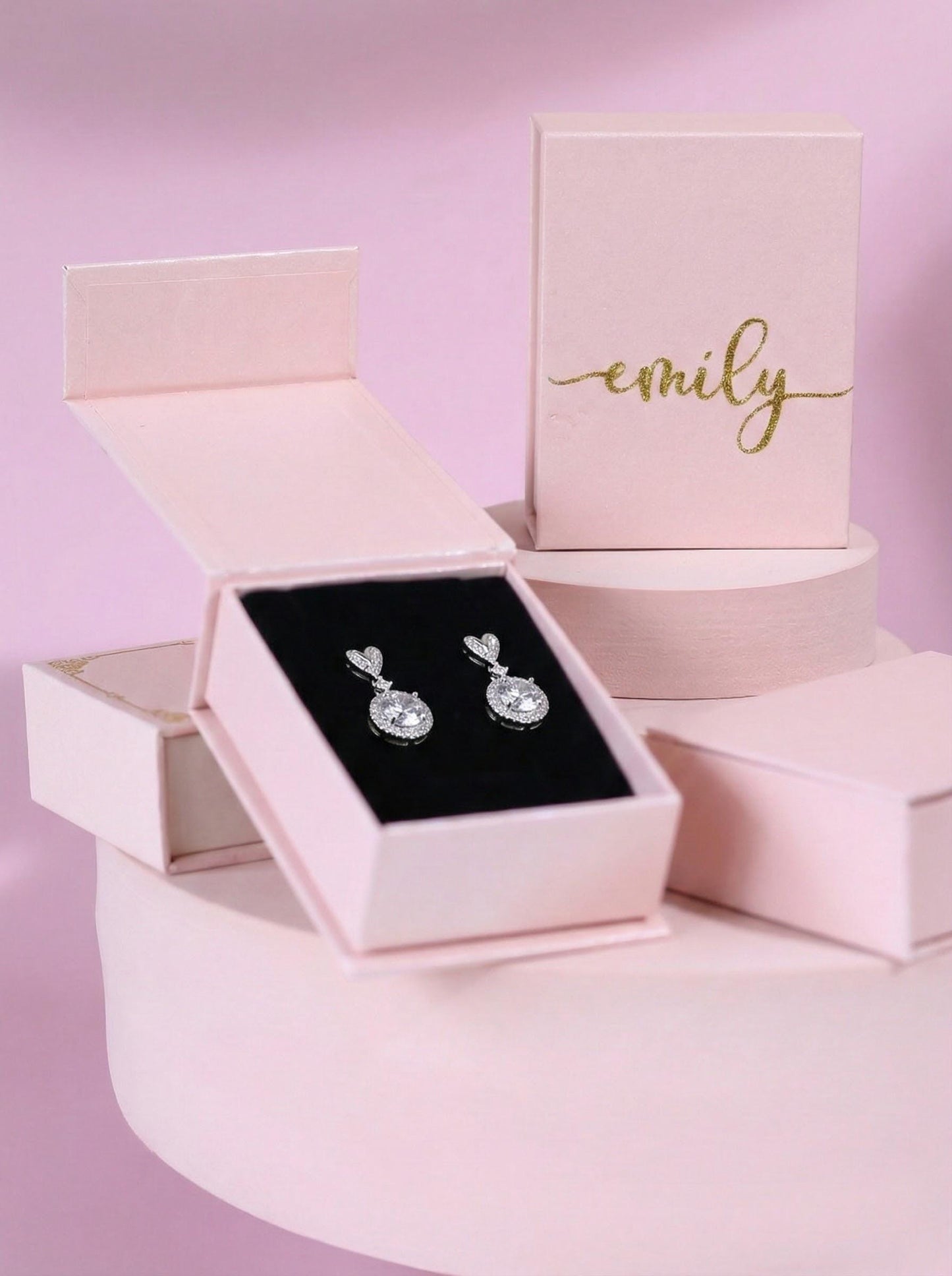Personalized Bridesmaid Gifts • Custom Name heart Earrings • Bridal Party Jewelry • Bridesmaid Proposal Box Gift • Wedding Day Earrings