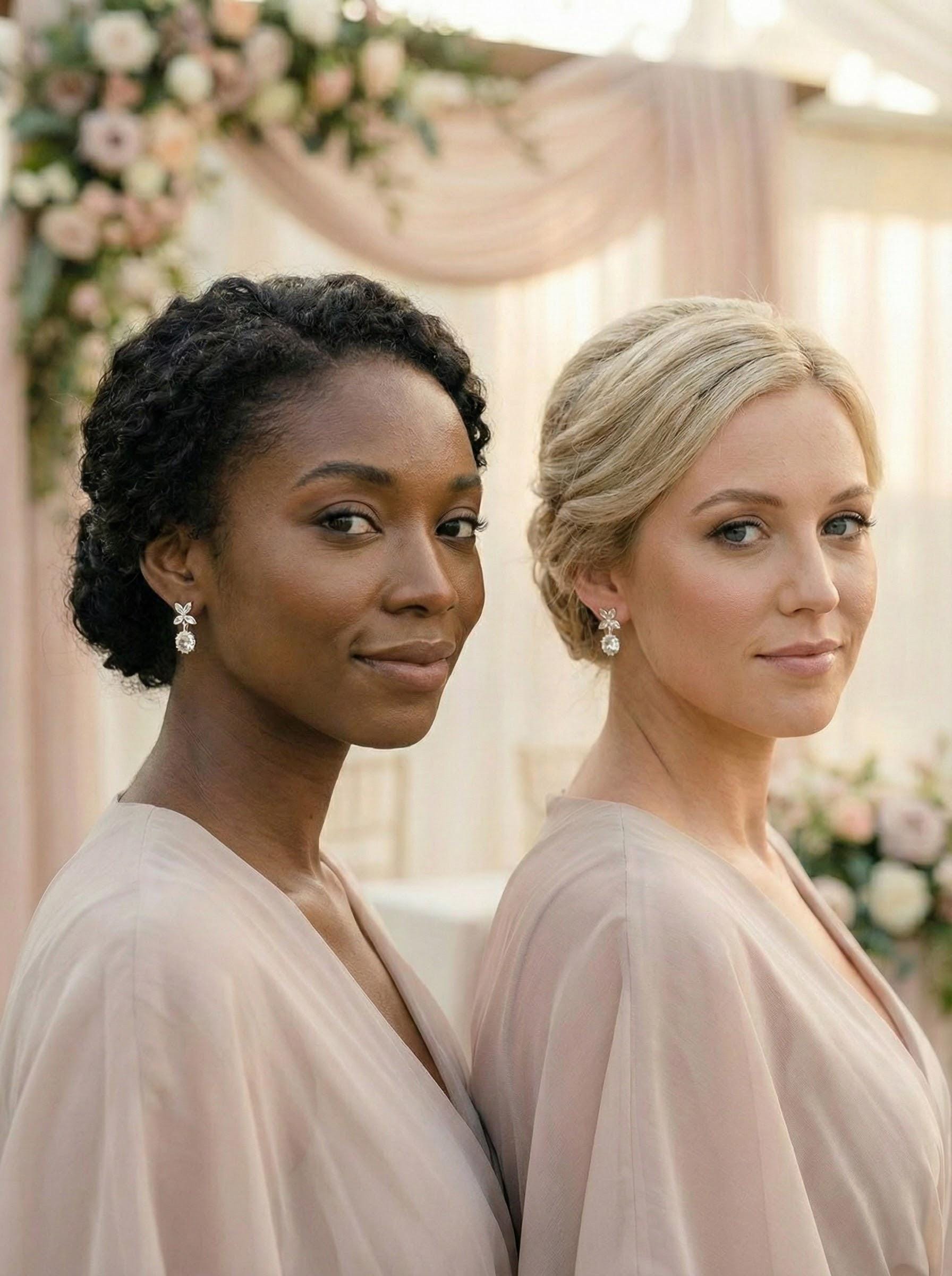 CZ Clover Drop Earrings Bridesmaid Proposal Gift for her custom name gift box personalized box Minimalist Bridal Jewelry Wedding Party Gift