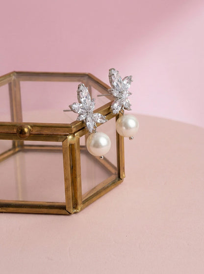 Freshwater pearl earrings wedding earrings with Freshwater pearl drop bridal earrings bridesmaids gift