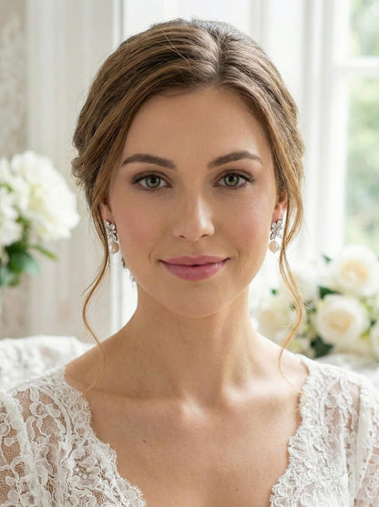 Freshwater pearl earrings wedding earrings with Freshwater pearl drop bridal earrings bridesmaids gift