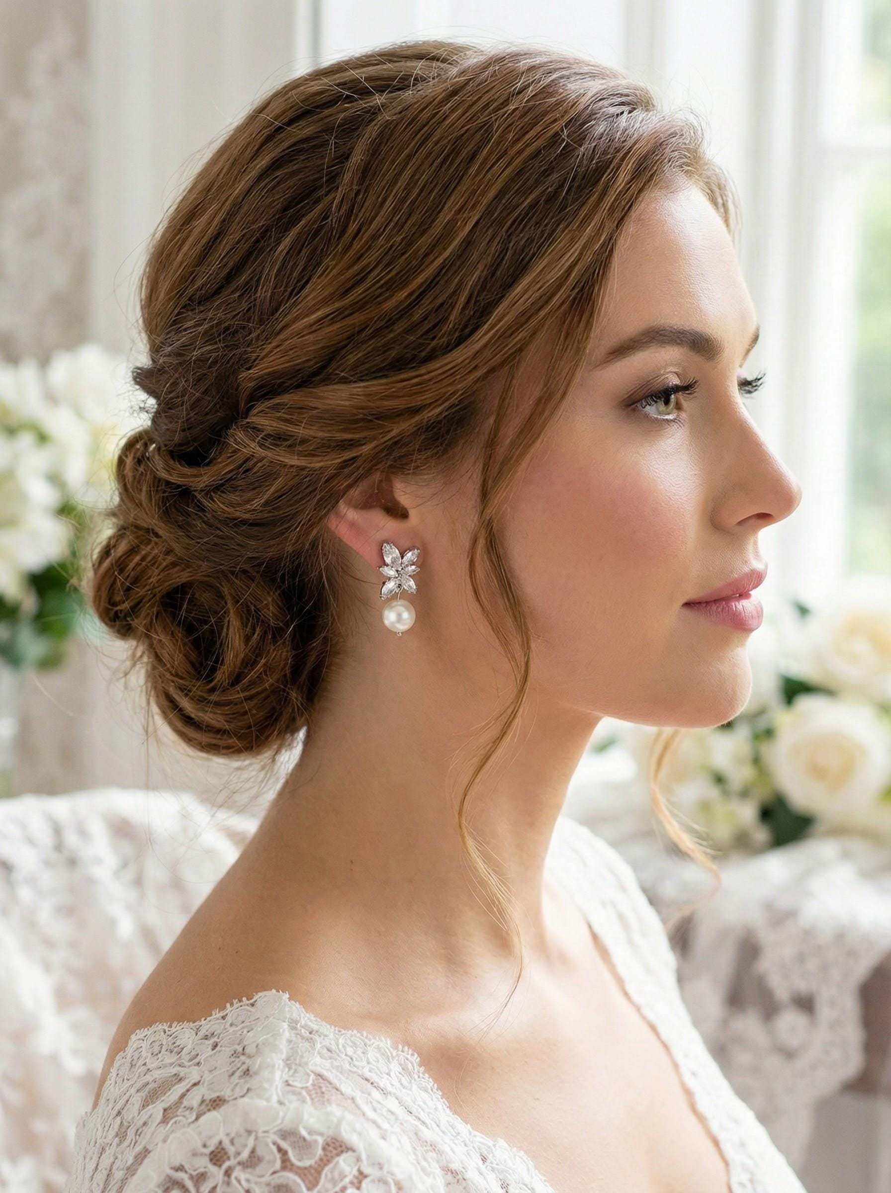 Freshwater pearl earrings wedding earrings with Freshwater pearl drop bridal earrings bridesmaids gift