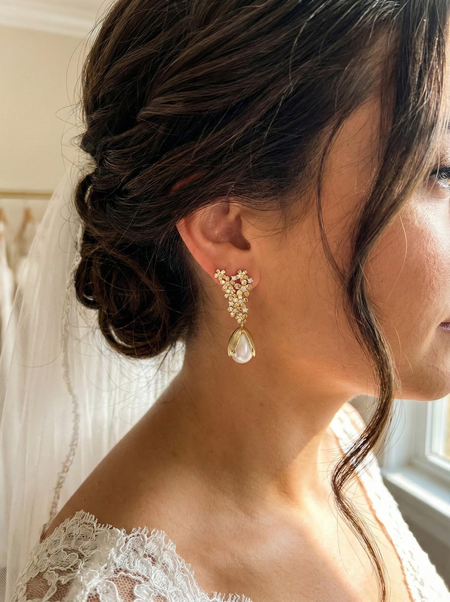 Floral Cluster Earrings • Flower Stud Earrings • Dainty Bridal Earrings • Wedding Jewelry for Women