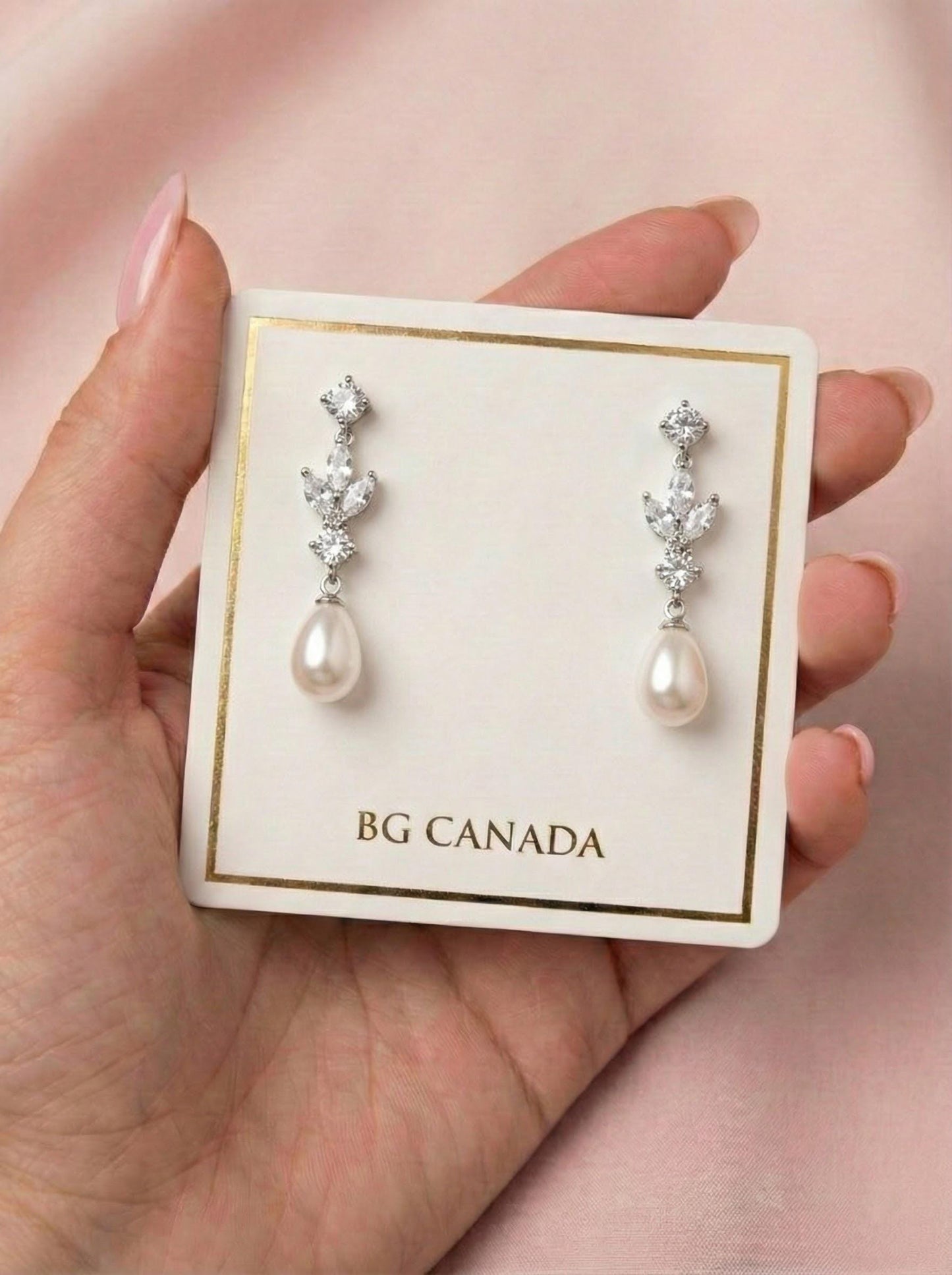CZ & Pearl Teardrop Bridesmaid Earrings Bridal Earrings Silver Wedding Jewelry Bridesmaid Proposal Gift Mother of Bride Gift Box