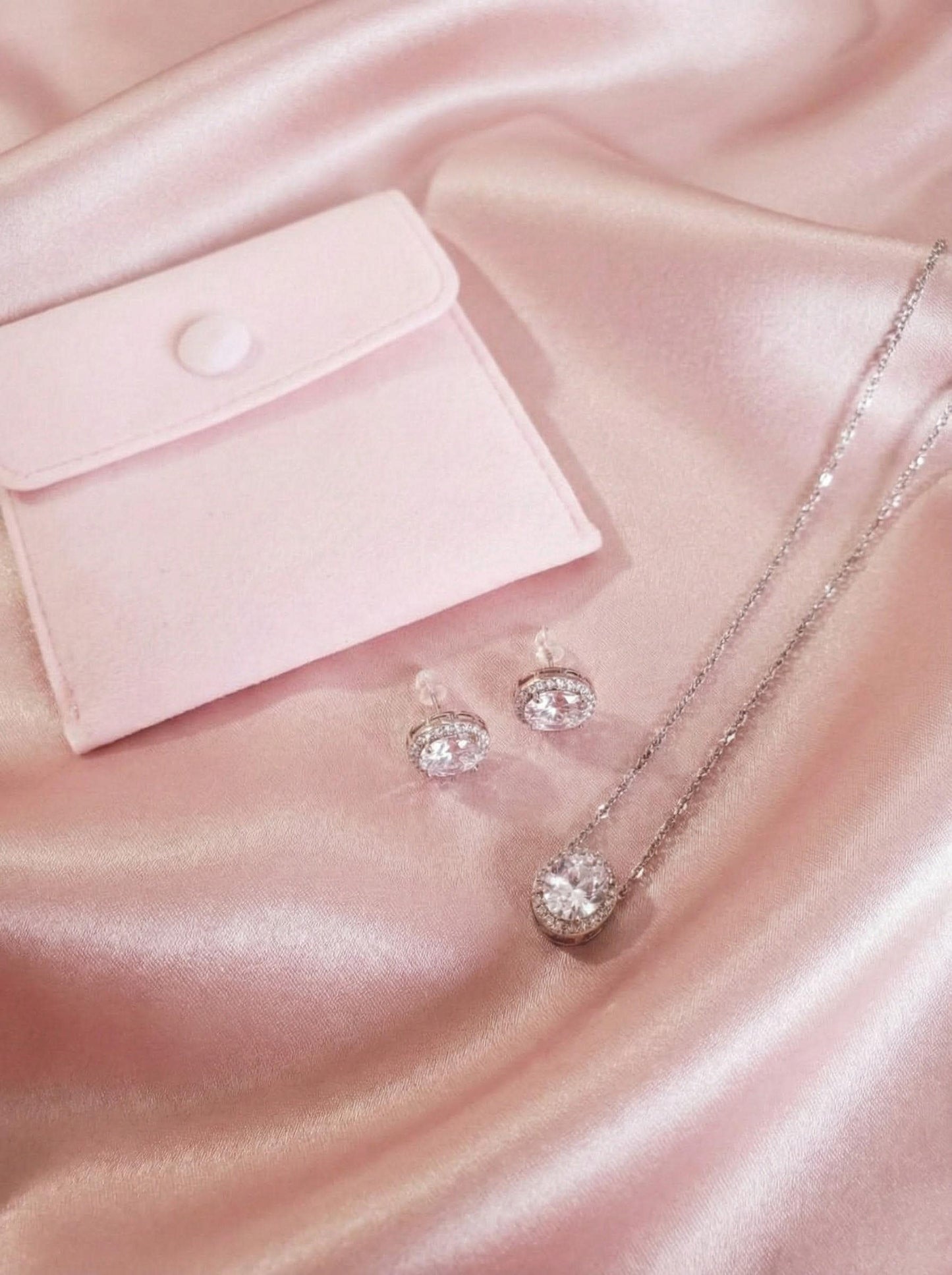 Silver stud earrings with matching necklace simple jewelery stud necklace bridesmaids stud earring gift for her women gift personalized gift