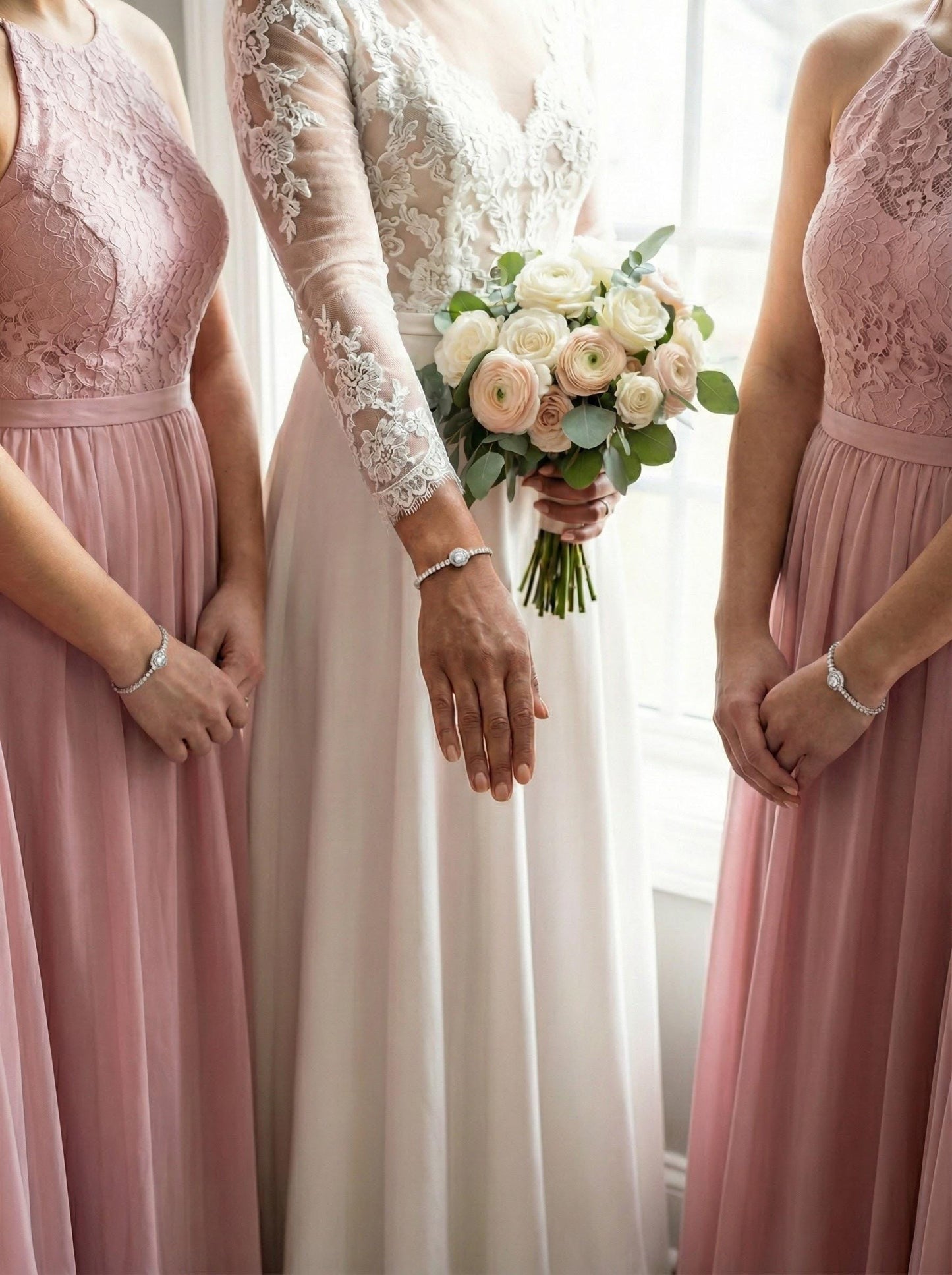 Bridesmaid Jewelry Gift Set • CZ Halo Earrings & Bracelet • Bridal Party Proposal Gift Silver Bridesmaids Gifts • Wedding Jewelry box