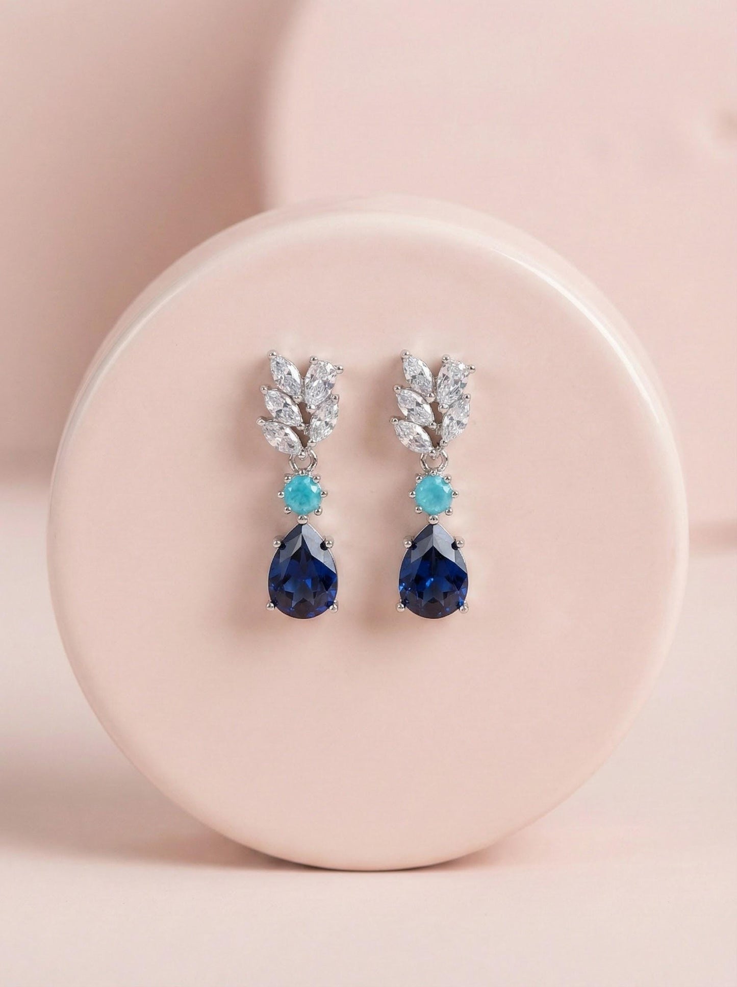 Something Blue Bridesmaid Earrings – Sapphire CZ Drop Gift Box Blue Crystal Bridal Earrings – Bridesmaid Proposal or Thank-You Gift