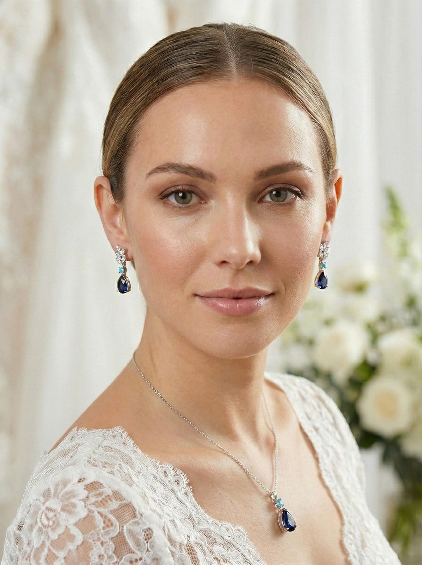 Something Blue Bridesmaid Earrings – Sapphire CZ Drop Gift Box Blue Crystal Bridal Earrings – Bridesmaid Proposal or Thank-You Gift