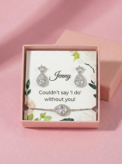 Bridesmaids earrings gift • Bridal Party Proposal Gift Bridesmaids Gifts personalized Bridesmaid Gift teardrop earrings bridal earrings