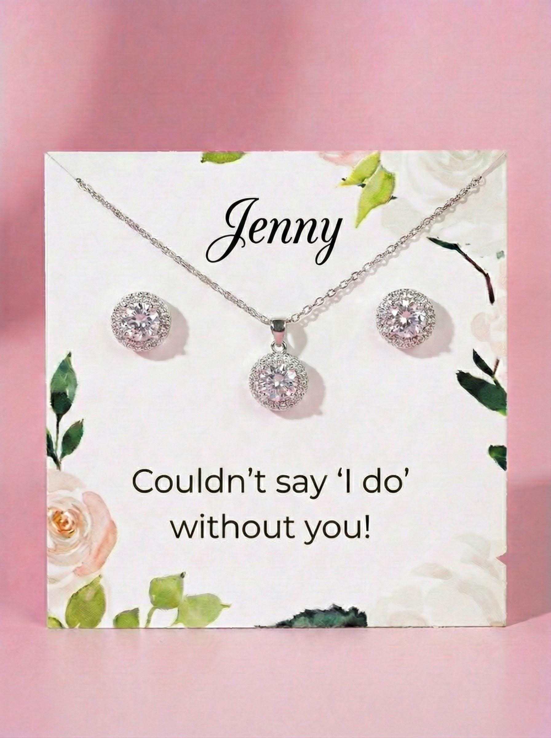 Personalized Bridesmaid Jewelry Set, Bridal Necklace & Earring Gift Box, Custom Wedding Day Gift for Bridesmaids Maid of Honor minimalist