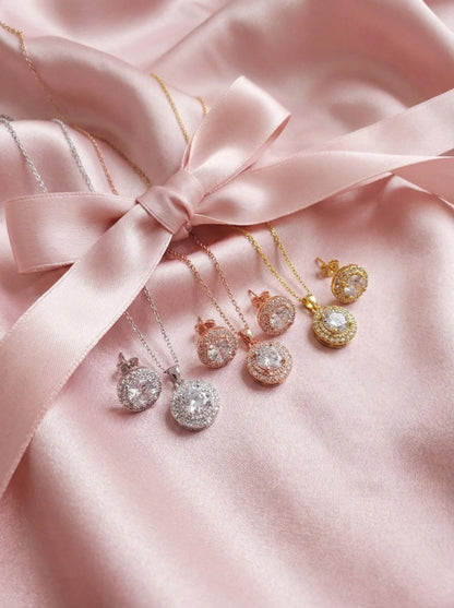 Personalized Bridesmaid Jewelry Set, Bridal Necklace & Earring Gift Box, Custom Wedding Day Gift for Bridesmaids Maid of Honor minimalist