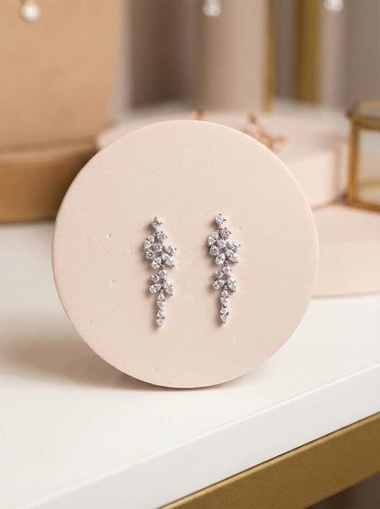 Long Bridal Earrings • Sparkling Wedding Drop Earrings • Bride Earrings for Wedding Day Gift earrings with pearl drop