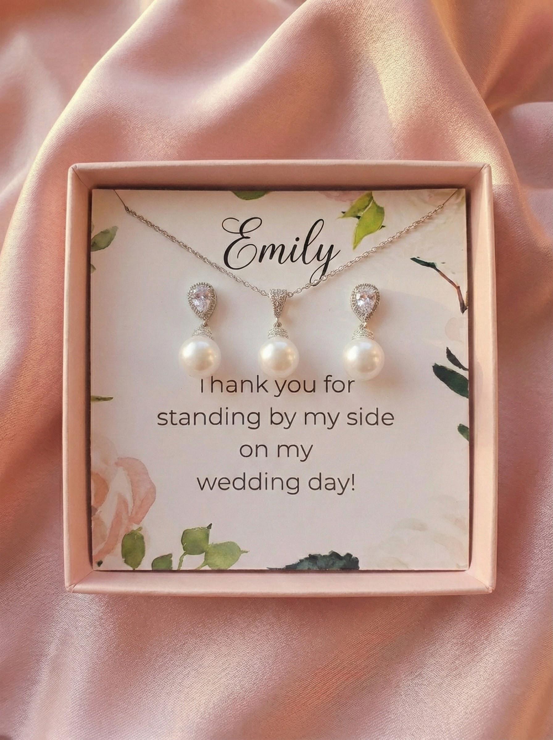 Pearl gift pearl earrings gift set bridalparty gift bridesmaids proposal gift set jewelry gift for her women jewelry gift