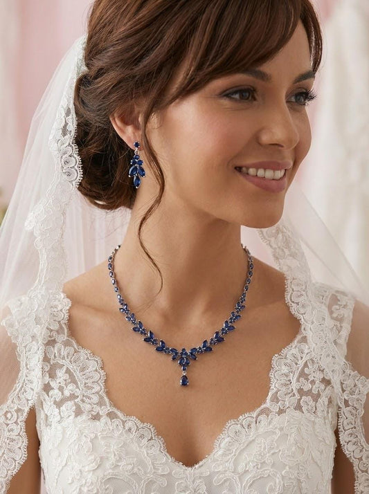 Blue Bridal Jewelry Set something blue jewelry sapphire blue earrings blue bridal necklace