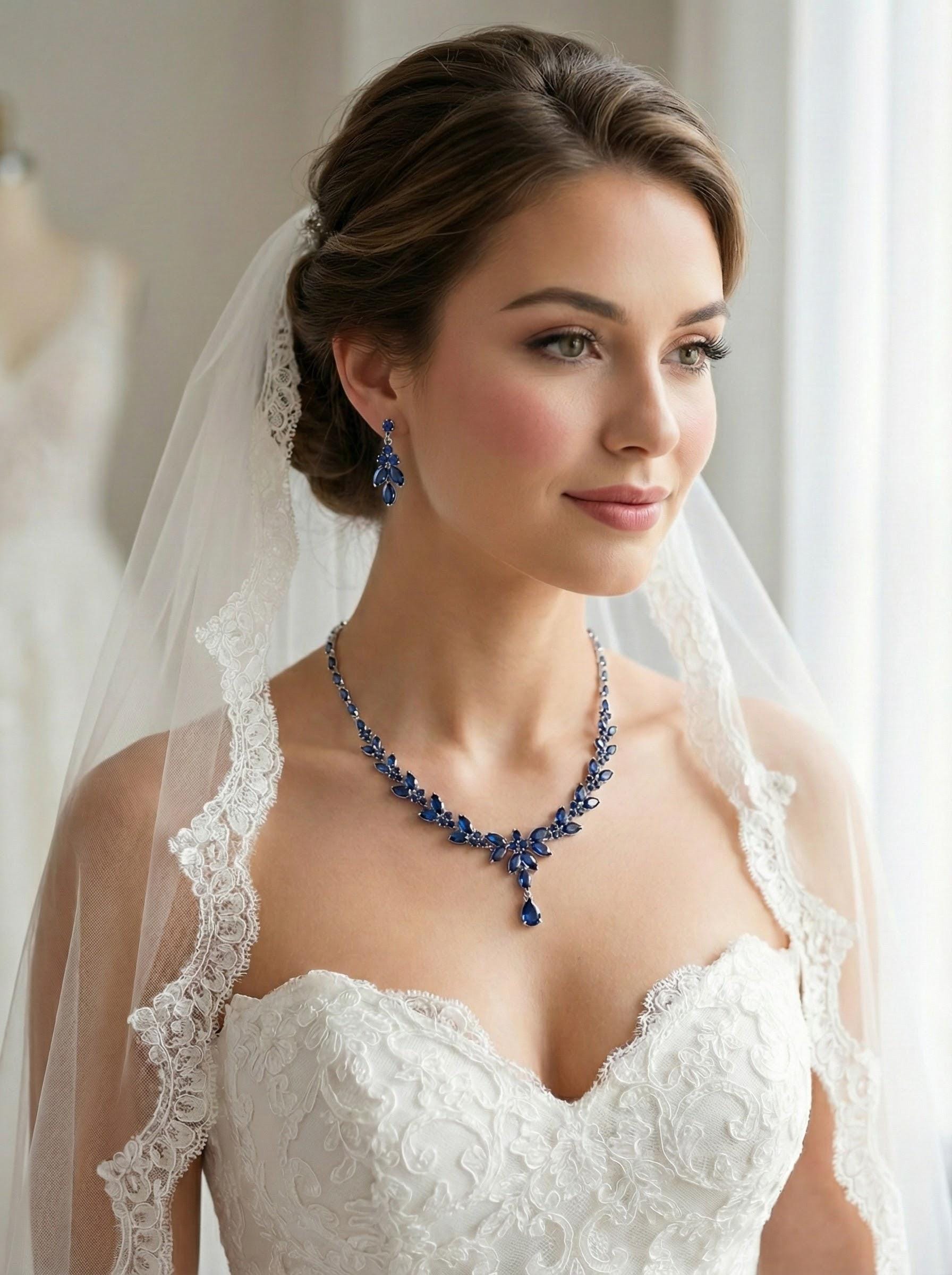 Blue Bridal Jewelry Set something blue jewelry sapphire blue earrings blue bridal necklace