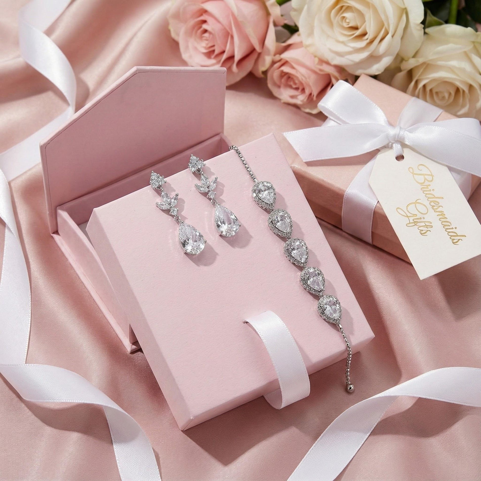 Jewelry Gift box earrings gift silver bridal jewelry gift wedding party gift bridalparty gift box bridesmaids gifts