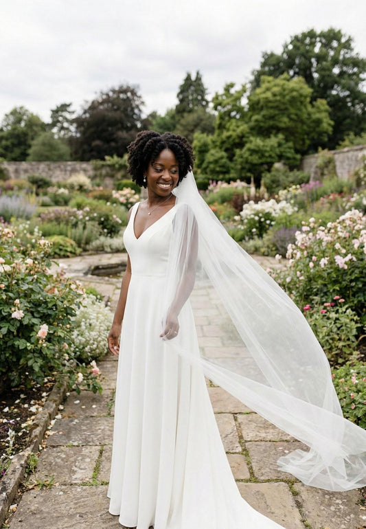 Wedding Veil Wide simple Plain Tulle raw edge Multiple Lengths