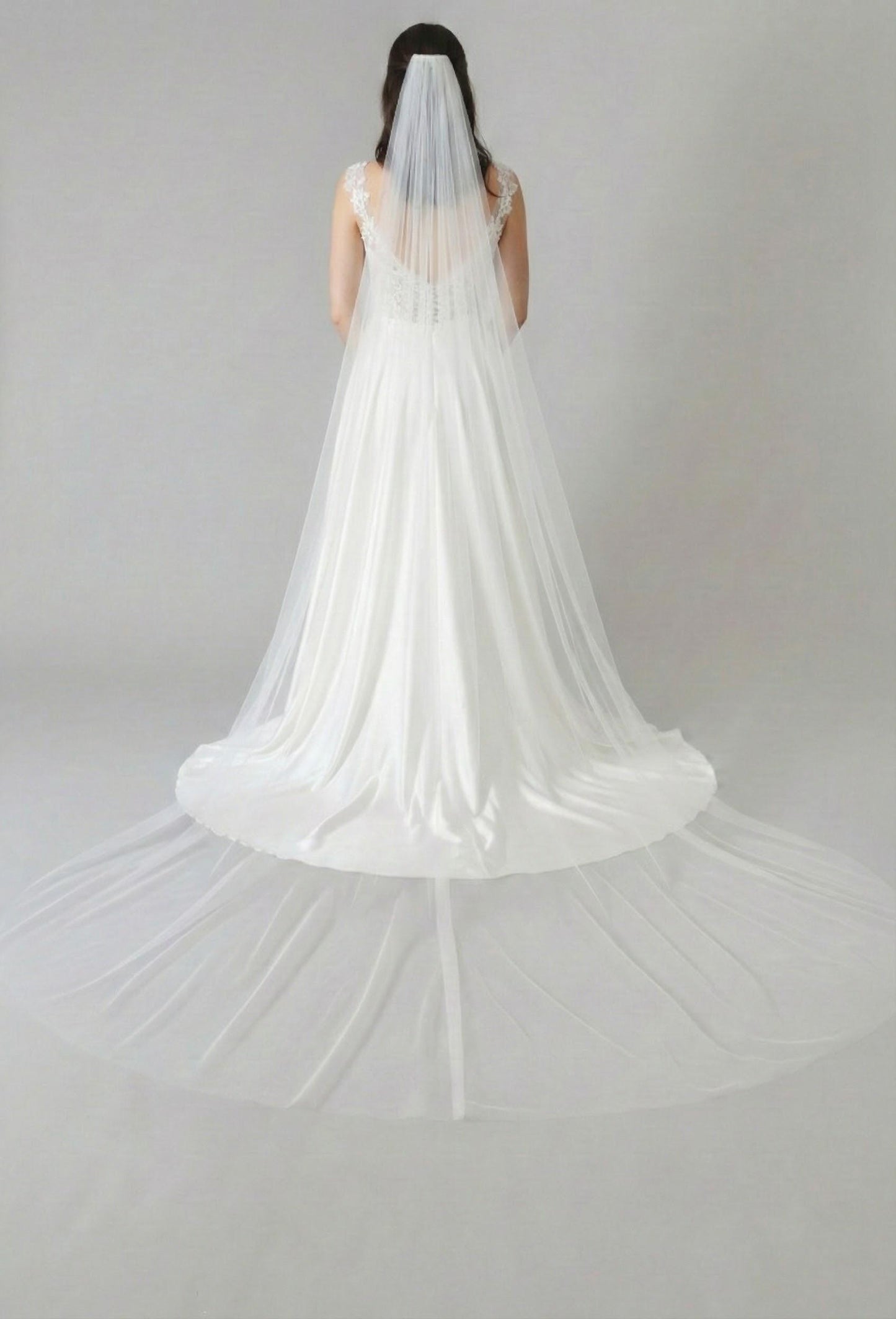 Wedding Veil Wide simple Plain Tulle raw edge Multiple Lengths