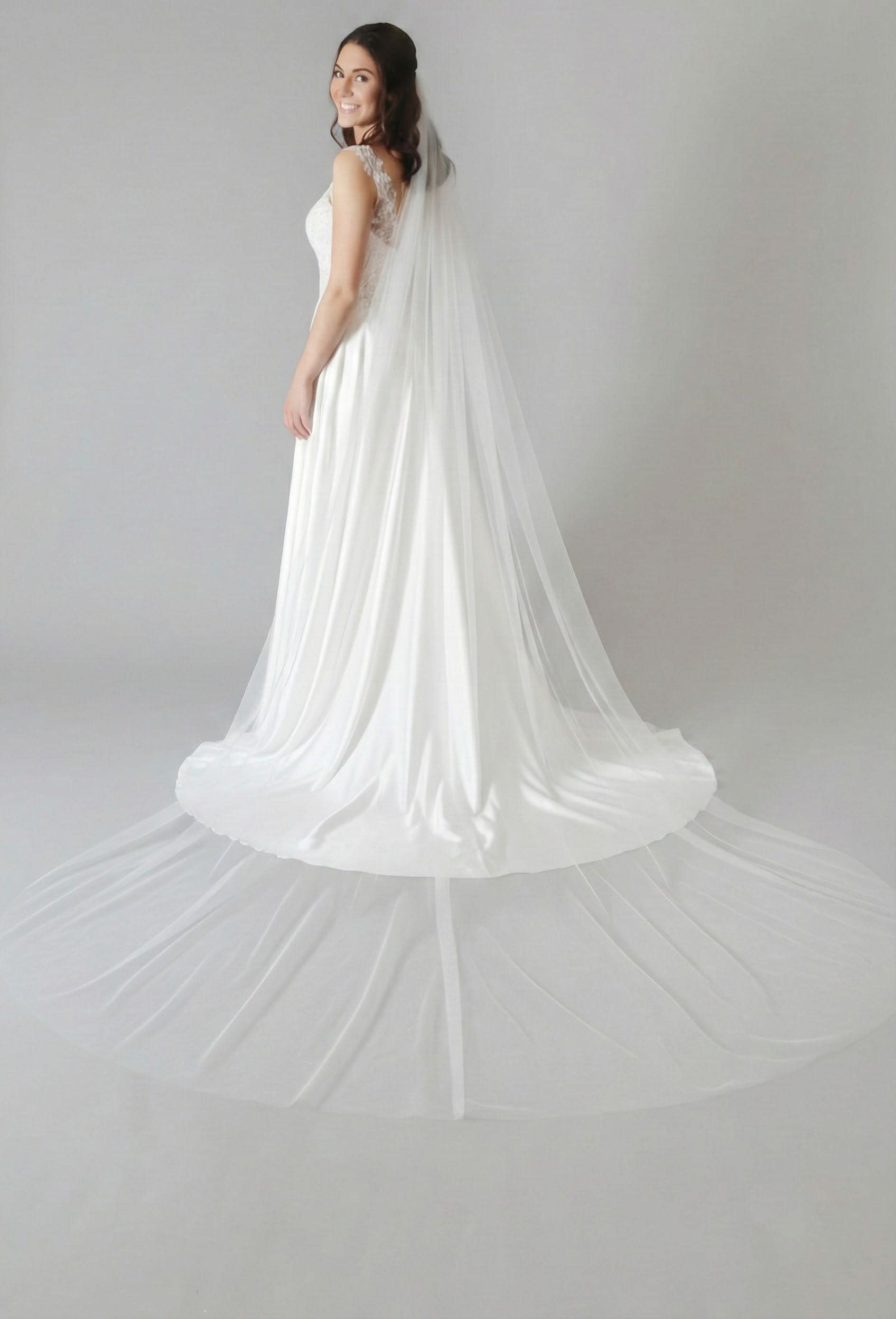 Wedding Veil Wide simple Plain Tulle raw edge Multiple Lengths