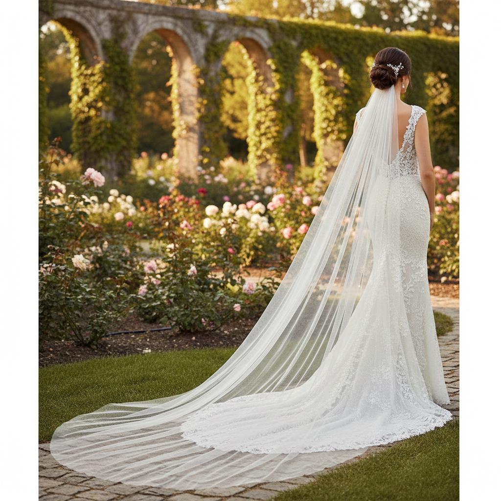 Wedding Veil Wide simple Plain Tulle raw edge Multiple Lengths