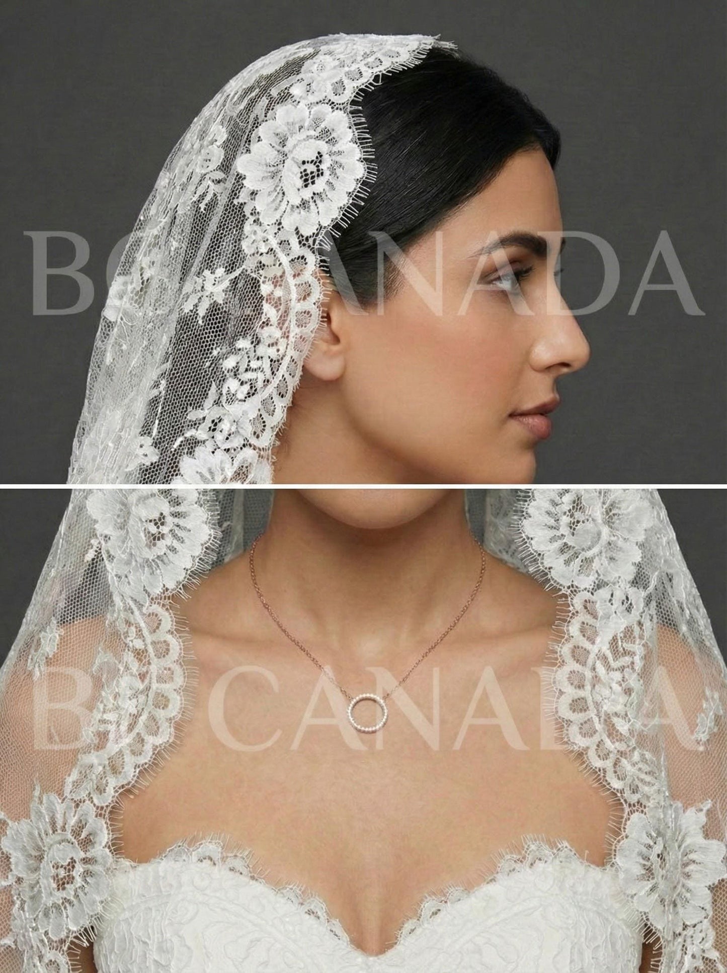 Chantilly Mantilla with Eyelash Lace Border, Floral Tulle Bridal Headpiece, Spanish-Inspired Long Wedding Accessory