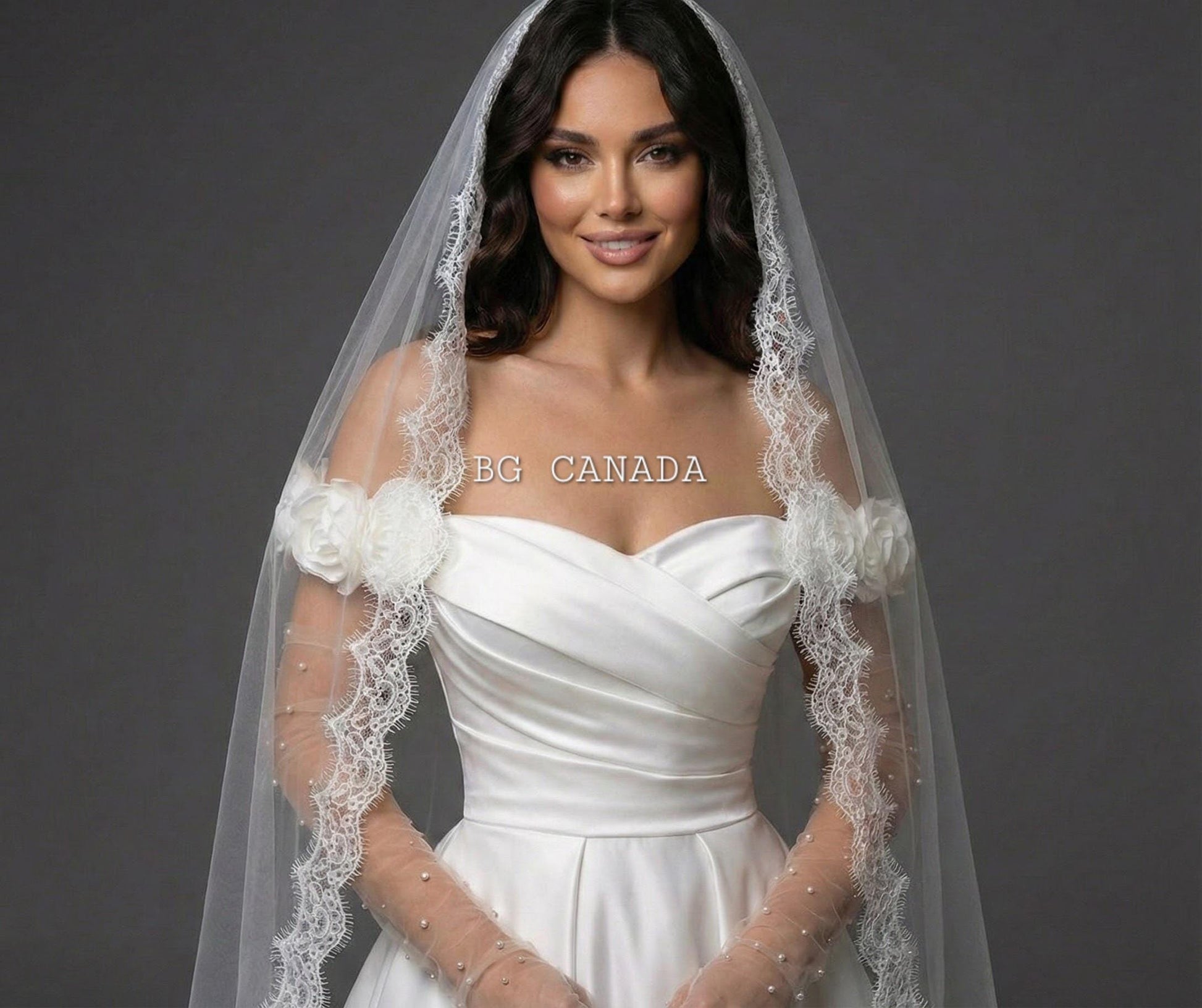 Chantilly Lace Mantilla Veil Eyelash Lace Cathedral Veil Spanish Wedding Veil Soft French Lace Bridal Veil Handmade