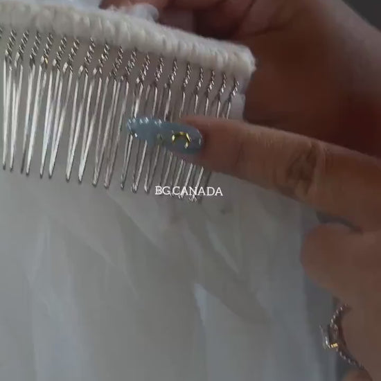 Pearl veil pearl Edge Wedding Veil Scattered Pearls, Soft Tulle bridal veil with pearls White/Ivory