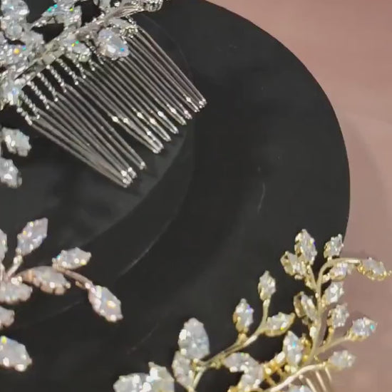 CZ Crystal Bridal Hair Comb: Silver Wedding Accessory