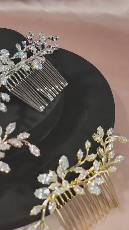 CZ Crystal Bridal Hair Comb: Silver Wedding Accessory