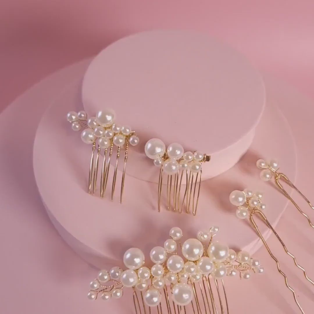 Pearl hair accessories bridal pearl comb wedding hair accessories pearl hair pins set