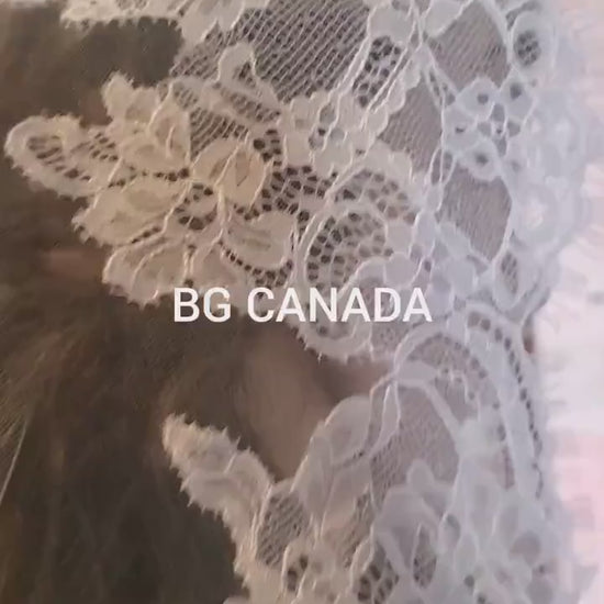 Spanish Mantilla Veil with Eyelash Lace Edge Scalloped Bridal Style for Cathedral Weddings