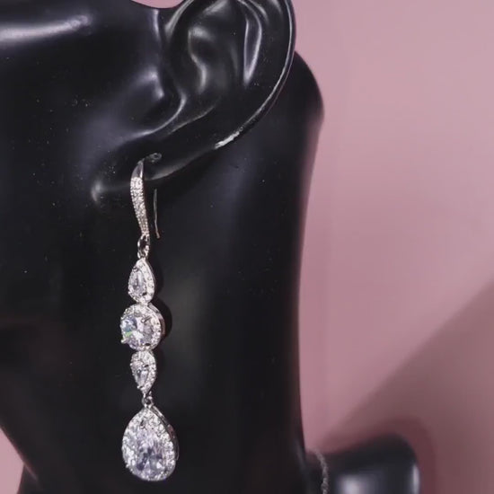 Floral bridal Earring wedding earrings statement earring Swarovski crystal silver earrings wedding jewelry