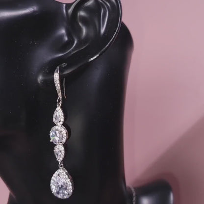 Floral bridal Earring wedding earrings statement earring Swarovski crystal silver earrings wedding jewelry