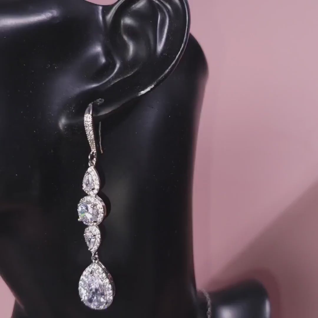 Floral bridal Earring wedding earrings statement earring Swarovski crystal silver earrings wedding jewelry