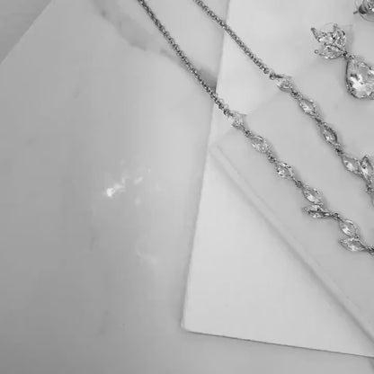 Silver necklace Dainty Bridal Necklace silver teardrop necklace minimalist necklace Jewellery Wedding Necklace CZ bridal jewelry zirconia