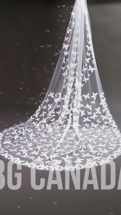 Butterfly Cathedral Wedding Veil: 300cm Off-White Tulle, BG Canada Exclusive