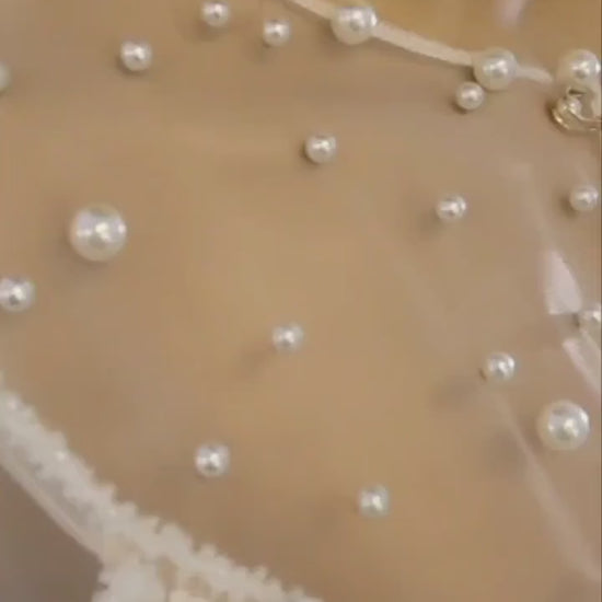 Bridal Lace Bolero Jacket Wedding Shrug Long Sleeve Lace Cover Up for Bride Elegant Wedding Jacket Pearl Bridal Boler Sheer Wedding Shawl