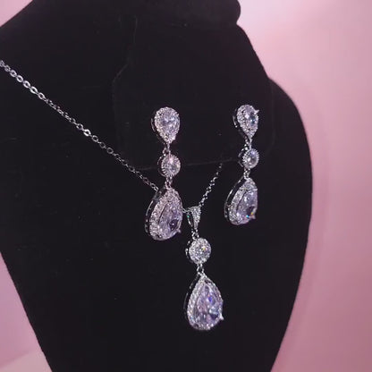 Simple chain bridal necklace chain wedding necklace pendant necklace teardrop chain necklace