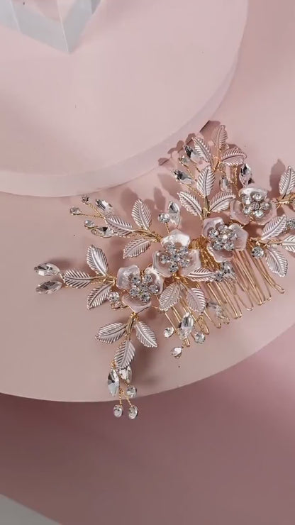 Floral Bridal Hair Comb Wedding Hair Accessories Bridal Hair Comb Rose Gold Comb Silver Hair Comb Hair pin Matching Bridesmaids Hair pin