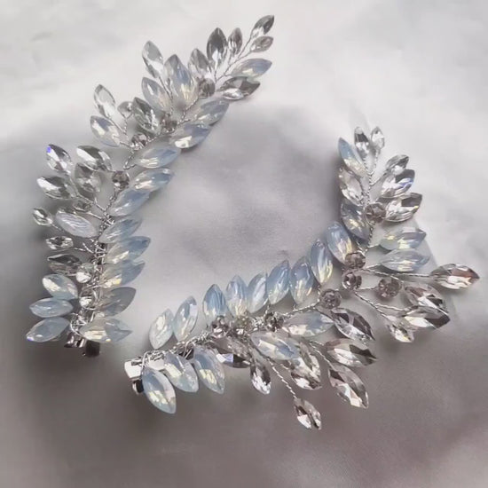 Bridal hair clip blue stone hair clip wedding hair accessories opal wedding hairpiece crystal hair comb wedding hair clip