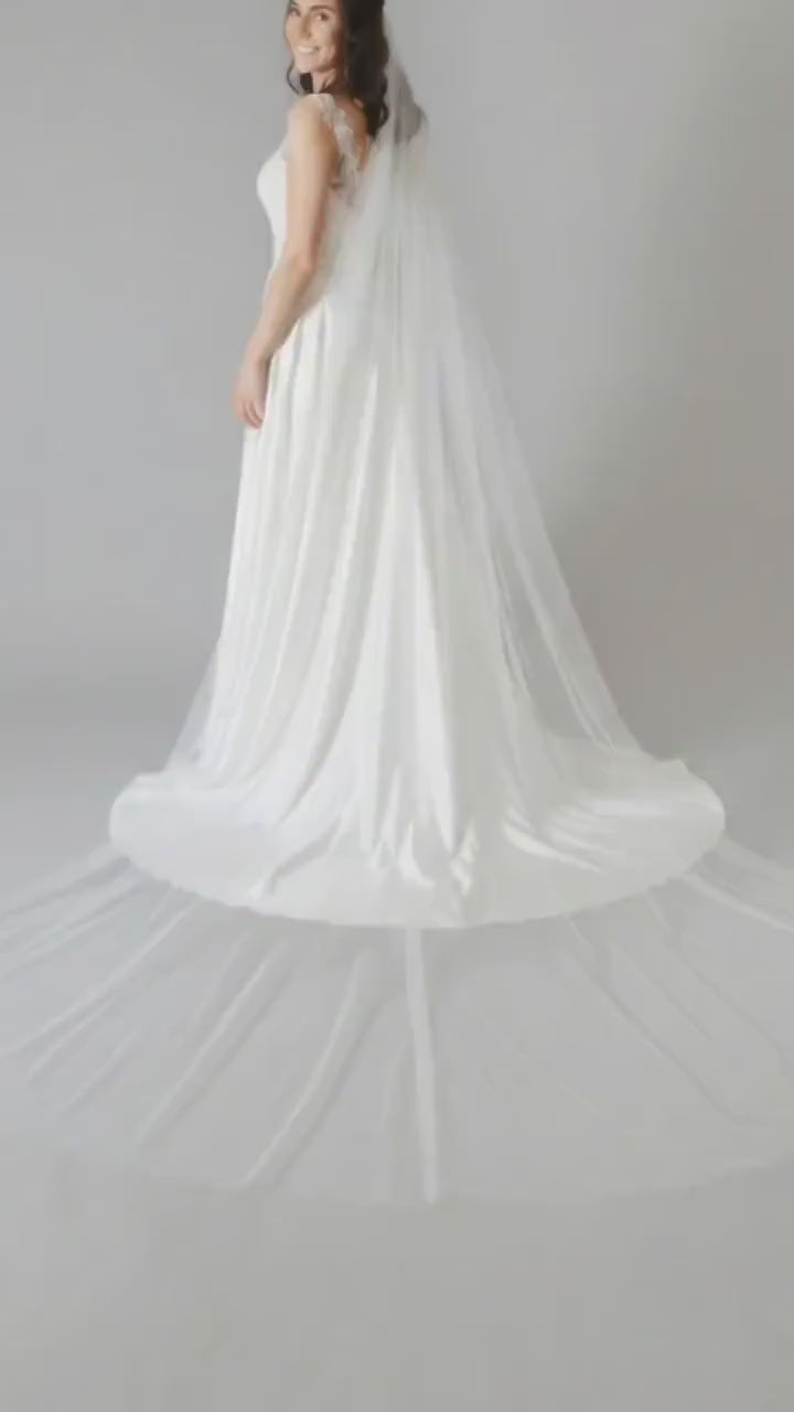 Wedding Veil Wide simple Plain Tulle raw edge Multiple Lengths