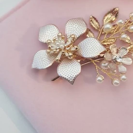 Bridal hair comb rose gold wedding hair comb flower comb rose gold, bridesmaids hair comb gift,hair accessories, bridal hair accessories