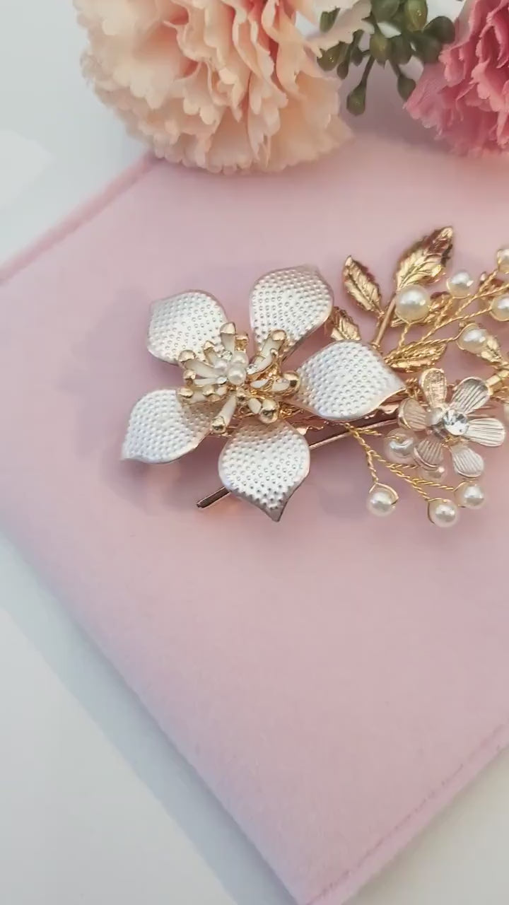 Bridal hair comb rose gold wedding hair comb flower comb rose gold, bridesmaids hair comb gift,hair accessories, bridal hair accessories