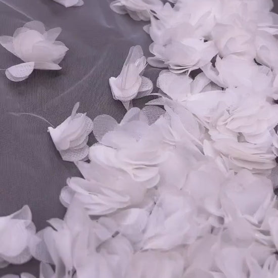 3D Floral Cathedral Veil: 300cm Wedding Veil, White or Off-White