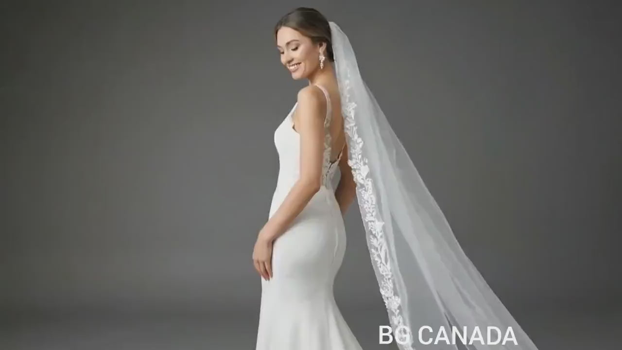 Floral Lace Bridal Veil with Long Train – Elegant Embroidered Tulle Wedding Veil, Cathedral Style Veil for Bride Classic Bridal Style